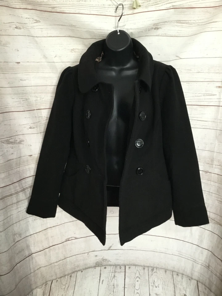 Madden Girl Women’s Black Buttons Closure Collared Coat Jacket Size L - Image 3 of 4