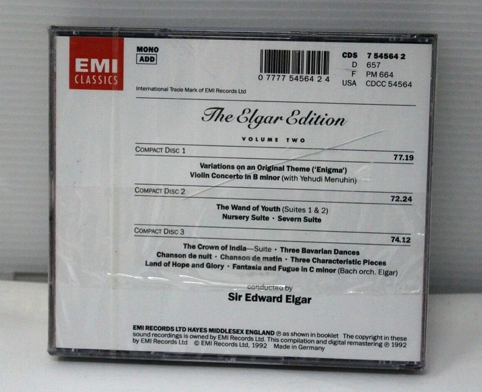 The Elgar Edition: Violin Concerto Enigma Variations Suites (CD) - NEW (Des.) Foto 2 de 4