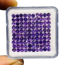 100 Pcs Natural Amethyst 2.75mm Round Cut Rich Purple Untreated Gemstones Lot