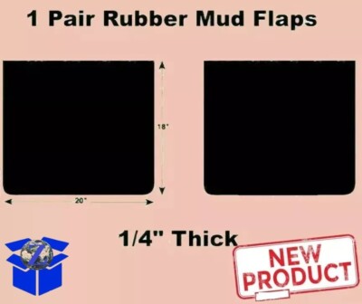 2 PACK Black Rubber Truck Mud Flaps 20 Inch Wide x 18 Inch Long x 1/4'' Thick NEW