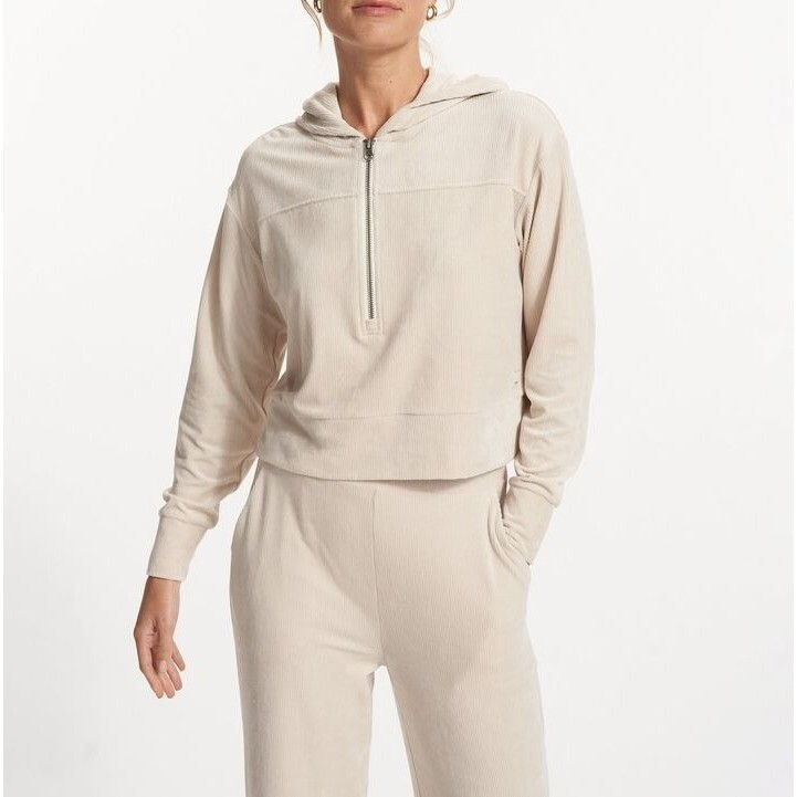 いおり Vuori Women's Suede Ribbed Haven Half Zip Cropped Hoodie XL