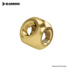 Barrow G1/4" 4 Way Ball Fitting Splitter Metalic Cube Tee TLFT4T-A01 Gold