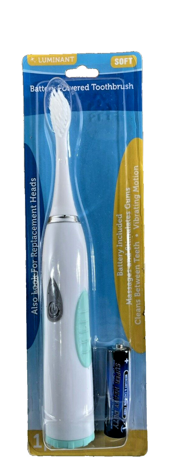 NEW SEALED Luminant Battery Powered Toothbrush Soft  Blue Trim