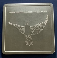 1999 2000 CANADA MILLENNIUM KEEPSAKE COIN AND MINT STAMPS SET IN TIN BOX