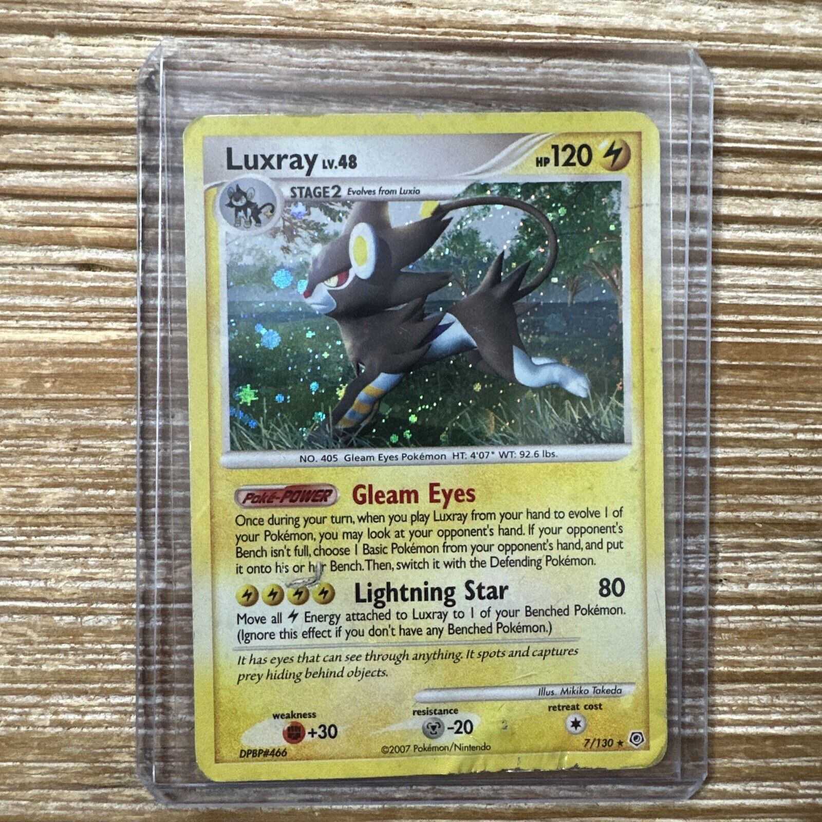 Luxray 7/130 Holo Rare Diamond & Pearl Pokémon Card 2007 HP-Damaged