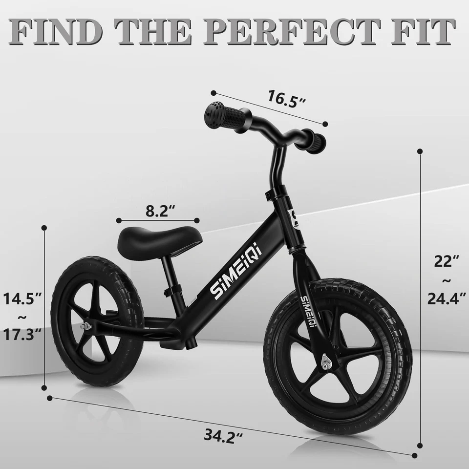 SIMEIQI 12" Balance Bike for Boys Girls 2 3 4 5 Years Old No Pedal Walking Ba... - Image 3 of 4