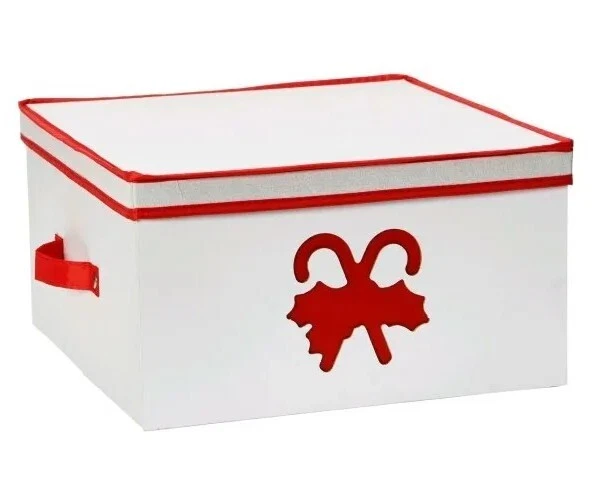 Christmas Storage Container Holiday Box Large Red Candy Cane 9"H X 16"W Square - Image 3 of 4