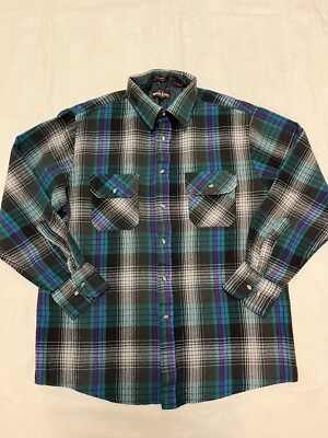 Vintage Northwest Territory Purple/Teal Plaid Acrylic Flannel