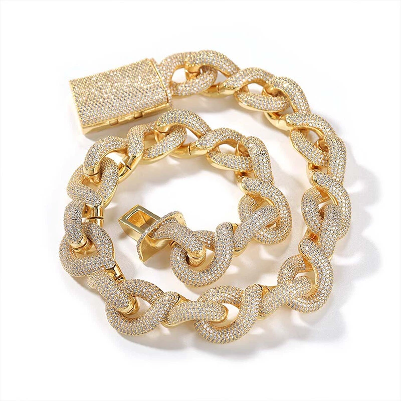 5AAA+ CZ Ice Out Hop Hip Bling Infinity Round Big Cuban Link Chain Necklace 20MM - Image 2 of 4