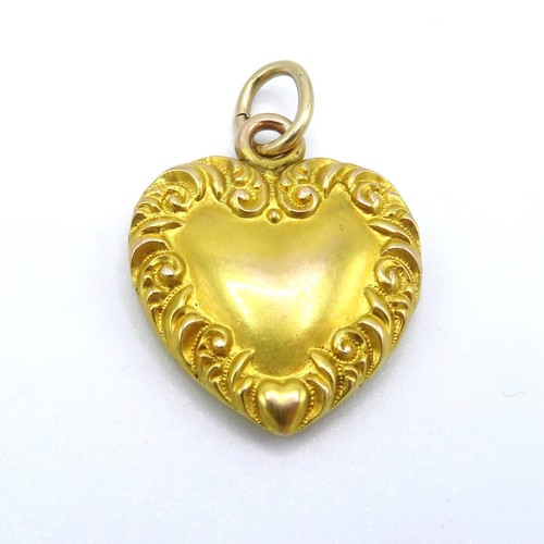 Beautiful Antique Victorian 14K Yellow Gold Heart Locket Pendant - Picture 10 of 10