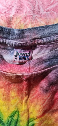 Vintage Jewel Tones Tie Dye Rainbow Spiral Single Stitch XL XLARGE T Shirt Top - Picture 6 of 6