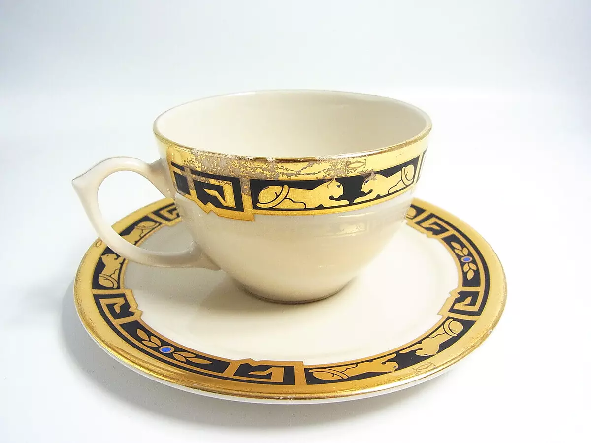 Cartier Panther Panth re La Maison De L Art Deco Tea Cup Saucer Set Porcelain