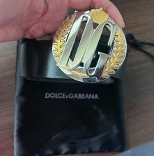 DOLCE & GABBANA MADE IN ITALY BLACK SOFT LEATHER SLIM BELT SIZE 34/85cm..