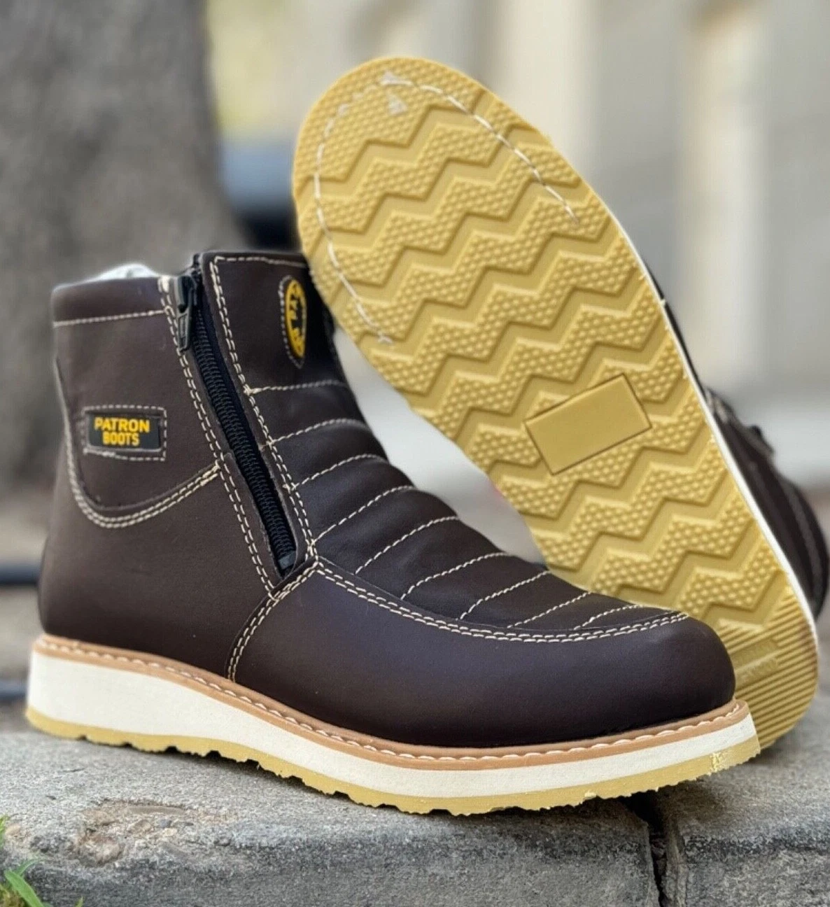 MENS WORK BOOTS LEATHER ZIP UP SAFETY SOFT TOE OIL RESISTANT SUPER LIGHT WEIGHT.