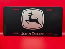 Black Laser Engraved John Deere License Plate
