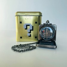 Super Mario Bros. Question Block Pocket Watch w Chain Rare Nintendo Japan