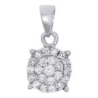 10K WeißGold Damen Diamant Cluster Charm AnhäNger 0.25 Ct Rund