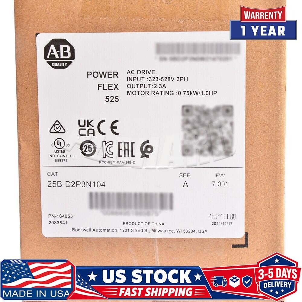 AB 25B-D2P3N104 SER A PowerFlex 525 0.75kW 1Hp AC Drive US Free Tax