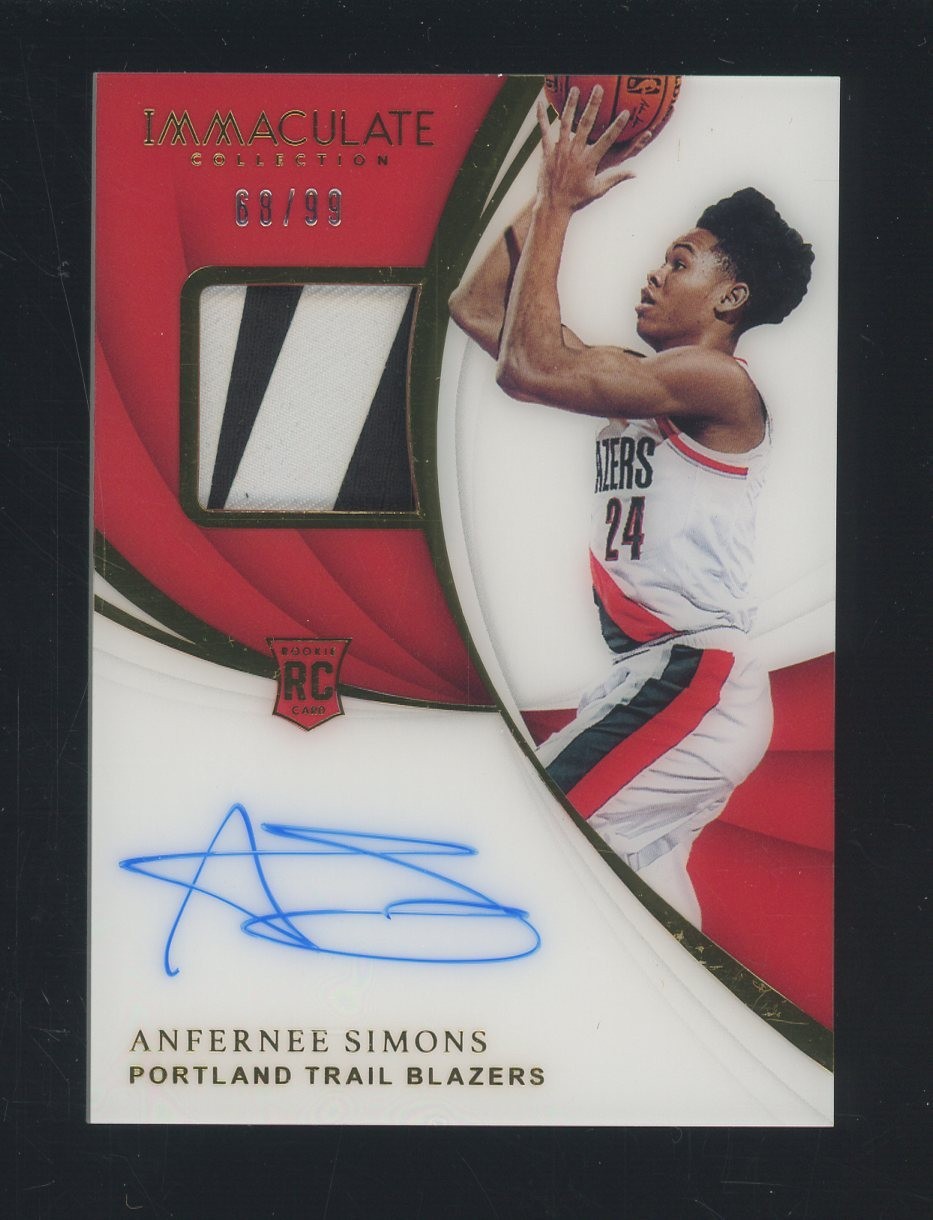 2018-19 Immaculate Anfernee Simons RPA RC Rookie GU 2-Color Patch AUTO /99