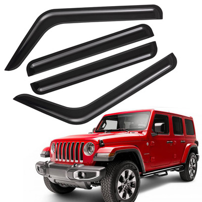 Window Visors Sun Rain Guards for 18-25 Jeep Wrangler Gladiator Sport Rubicon