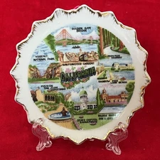 CALIFORNIA Wall Hanging Porcelain Plate Travel Souvenir, 4”.