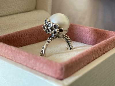 Pandora Ring Silber S925 ALE Gr. 50 Garden Odyssey mit weißer Perle mit Box