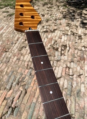 5-String 21frets Rosewood Roasted Flame Maple Electric Bass Neck 34in Satin 14in