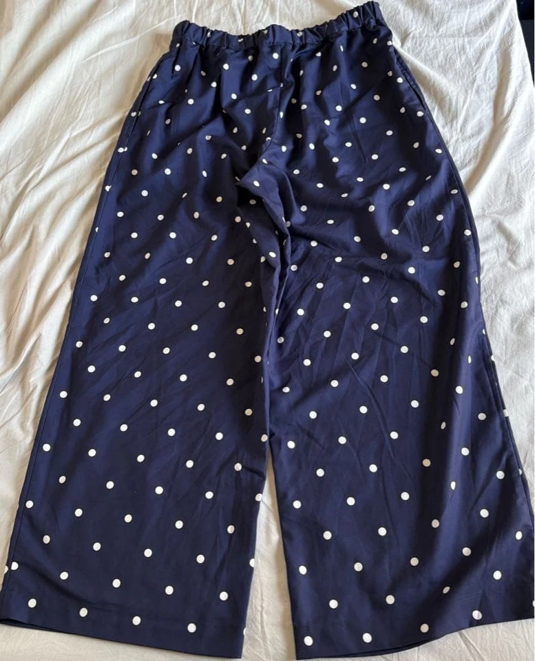 Pantalones Comme des Garçons Anchos Azul Marino Lunares Tela Gelatina Usados Foto 2 de 4