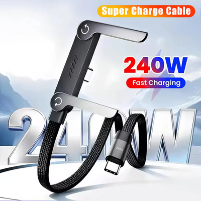 2-in-1 unsichtbarer Halter Ladekabel - 240W Schnellladekabel mit Handyständer