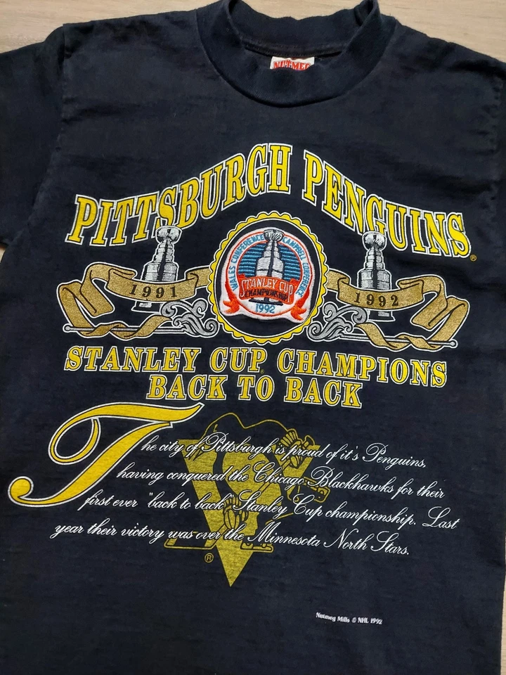 Camiseta De Colección Años 90 M Pittsburgh Penguins Stanley Cup Champs Puntada Única EE. UU. Foto 2 de 4