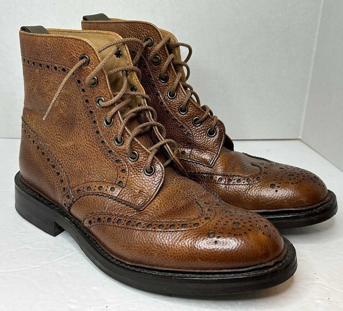 ORVIS Leather Wingtip Brown Boots Brogue Made In England Men's