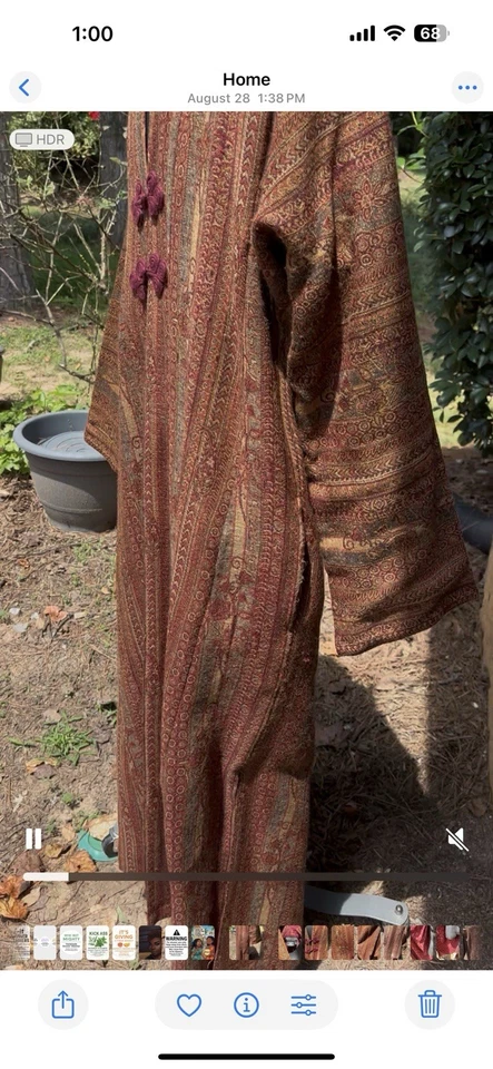 Casaco de lã J Peterman L Índia tapeçaria boho espanador sapo fechos - Imagem 2 de 4