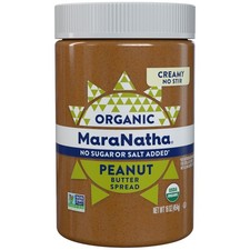 MaraNatha Organic Creamy No Sugar No Salt Peanut Butter Spread, 16 oz
