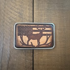 American Flag with Deer Belt Buckle