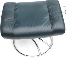 Ekornes Stressless Foot Stool Ottoman Navy / Chrome Vintage