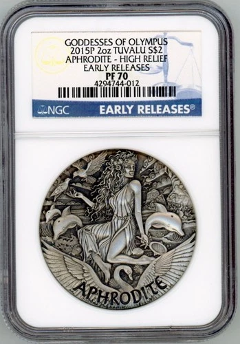 2015 Tuvalu Goddesses of Olympus Aphrodite 2oz Silver High Relief Coin NGC 70 ER
