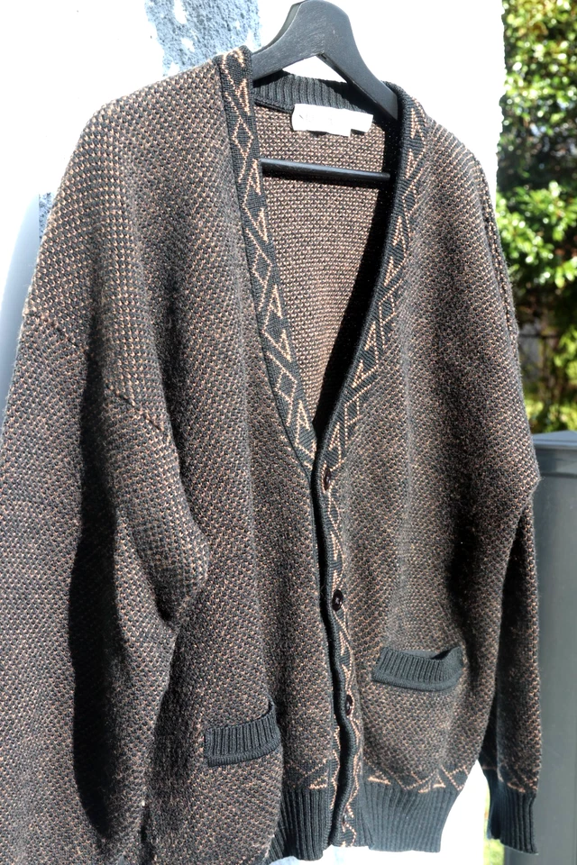VTG USA Made St. Croix Button Knit Cardigan Sweater Sz XL Geometric Aztec Black - Image 3 of 4