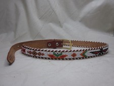 pre-owned Genuine Cowhide size 28 belt beaded bead lacework leather Hong Kong