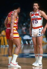 Phil Chenier Washington Bullets faces off with Austin Carr Clevela- Old Photo