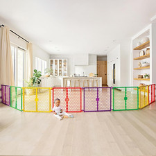 Safety 260" Super Wide Baby Gate 8-Panel Playpen, 2-In-1 Convertible Baby Play