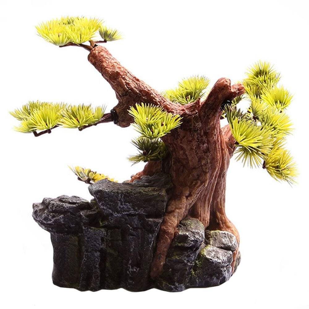 Aqua One Bonsai On Rock | Aquarium Fish Tank Decor Ornament