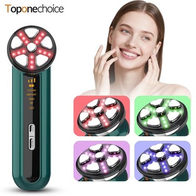 Microcurrent RF Beauty Device Portable Face Massager with LED Light Home Use