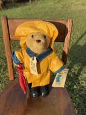 RARE 11" PADDINGTON BEAR EDEN TOYS TAG YELLOW COAT RED UMBRELLA BLACK BOOTS