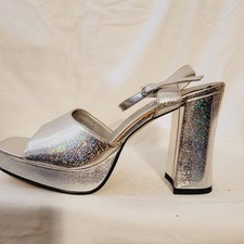 Vintage Women's Shoes Heels Silver Irridescent by Mixit Size 9.5, NOS in Box