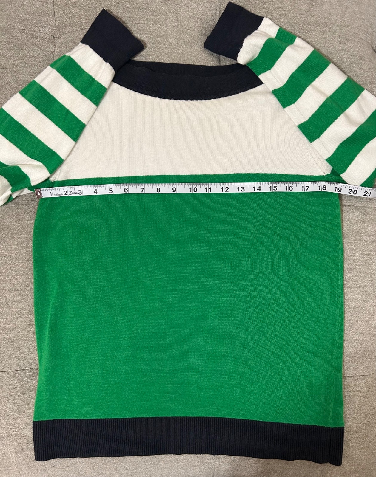 MICHAEL KORS Women's Sweater Top, Long Sleeve,  Green White stripes M thumbnail 4
