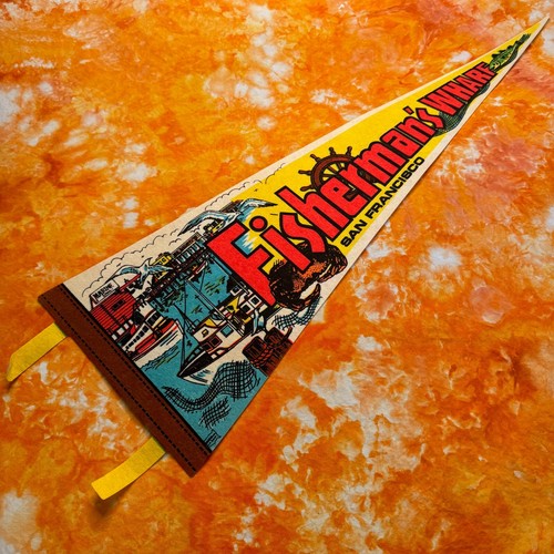 Banderín de fieltro vintage Fisherman's Wharf San Francisco IMPKO 8x25,5" - Imagen 1 de 5