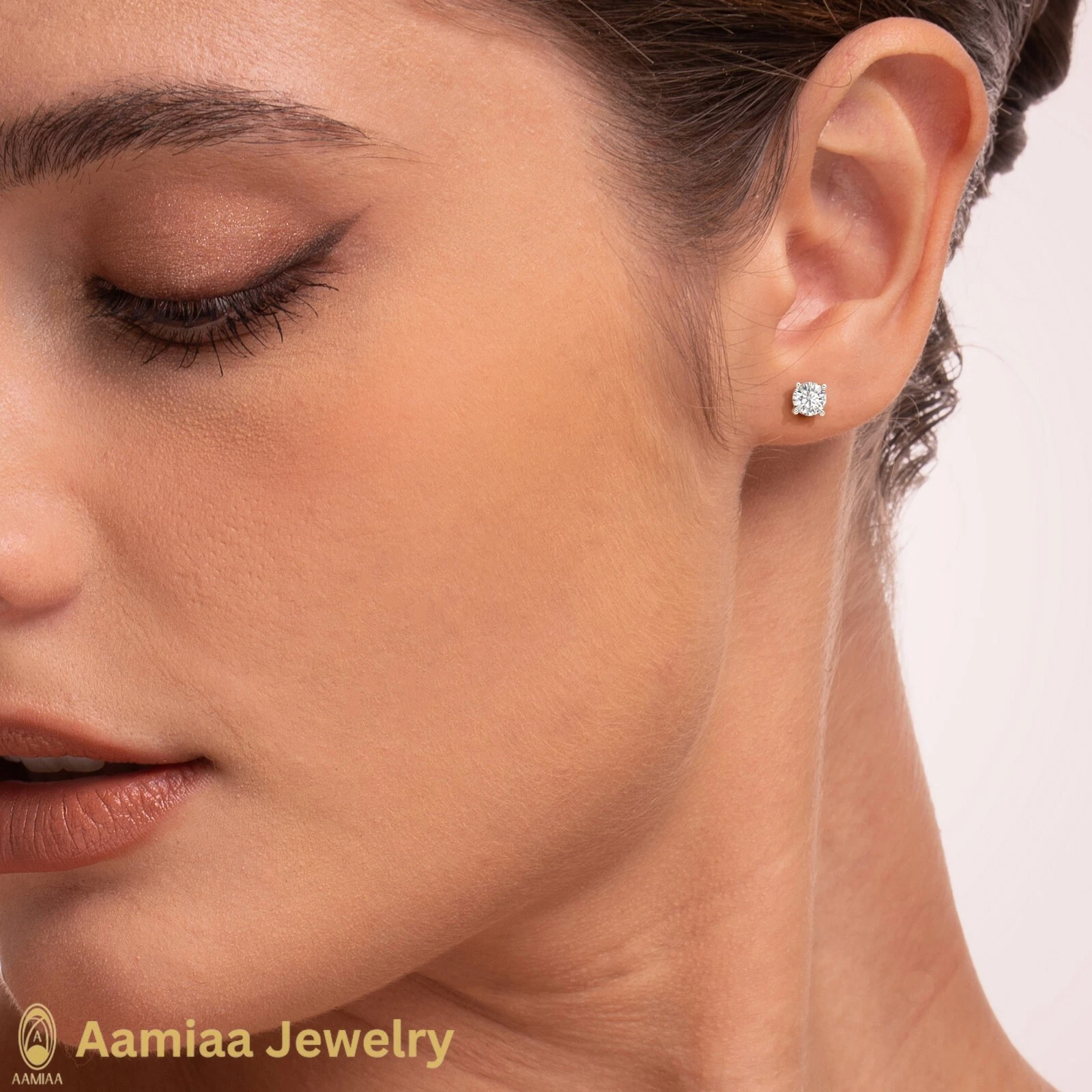 4.00TCW Stud Earrings Christmas Gift Round Lab Grown IGI Certified Diamond 14k Gold image-4