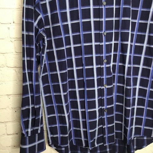 Cezani Men's Blue Plaid 100% Cotton Long Sleeve Button Up Shirt Size L - Picture 10 of 13