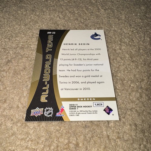 2010-11 Upper Deck - All-World Team #AW-33 Henrik Sedin - Picture 2 of 2