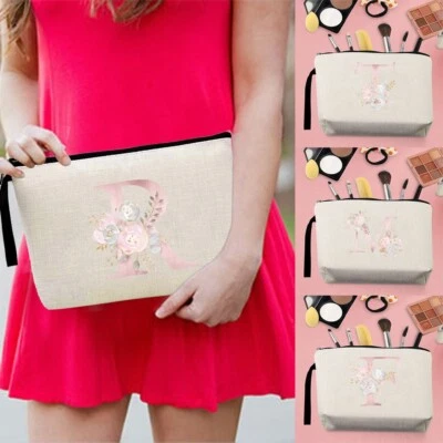 Initial Wash Bag Toiletry handbag Hanging Travel Case Cosmetic Make Up Pouch Bag